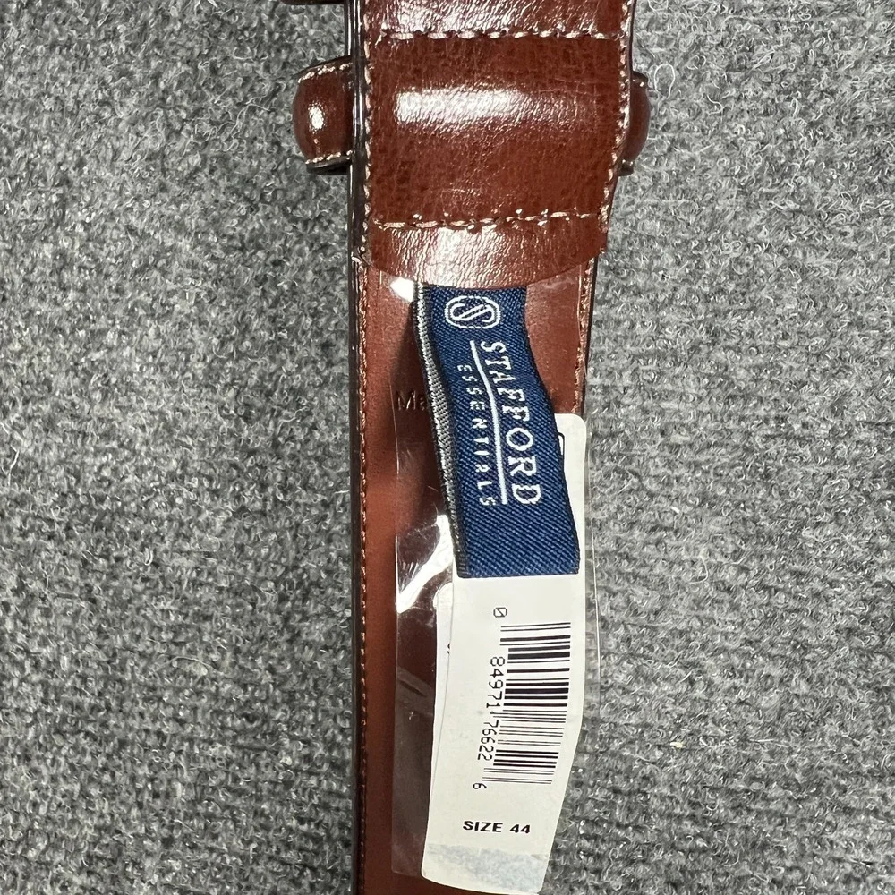 Stafford Mens Belt 44 Brown Genuine Leather New with Tags NWT Dress Casual